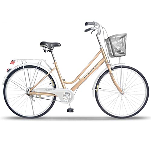 Bicicletas Para Mujer Bikes Beach Cruiser Bike, 24 Pulgadas Comodidad Bicicleta Clásica Retro Bicicleta Capítulo Cuerpo Fase Femenina Comprometida Playa Playa Playa Crucero Bicicleta Con (Color:beige)