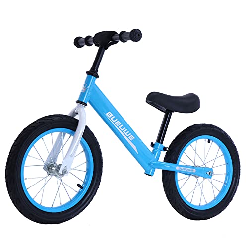 Bicicletas Sin Pedales para Niños Bicicleta De Equilibrio De 14 Pulgadas para 3-7 Años First Bike con Manillar/Asiento Ajustable Y Marco De Aleación De Magnesio,Azul