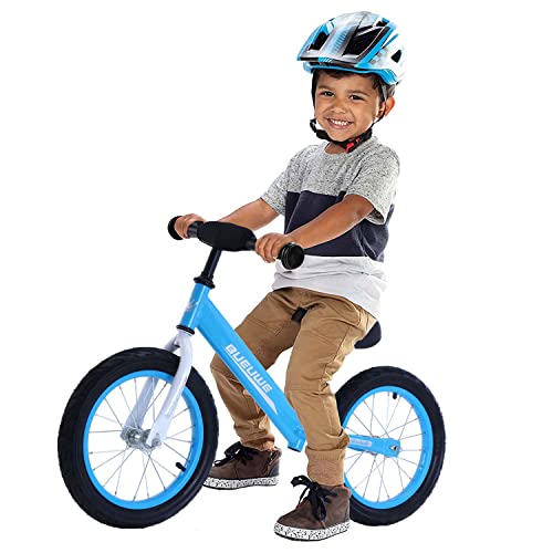 Bicicletas Sin Pedales para Niños Bicicleta De Equilibrio De 14 Pulgadas para 3-7 Años First Bike con Manillar/Asiento Ajustable Y Marco De Aleación De Magnesio,Azul