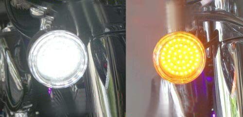BID4ZE Juego de luces de señales de giro delanteras con enchufe LED 1157 de estilo plano de 3 1/4"compatible con Harley Davidson Softail Dyna Sportster Glide
