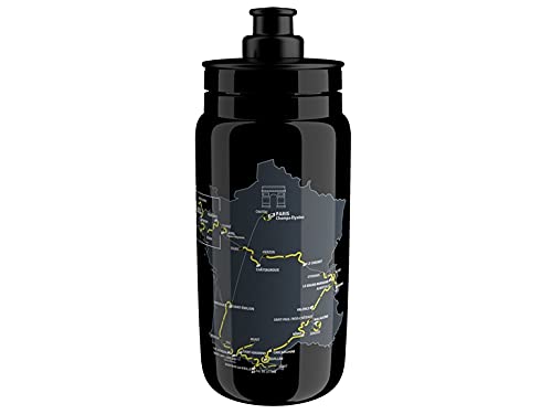 Bidón ELITE Fly Tour de Francia Mapa Negro, 550 ml