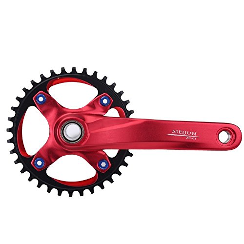 Bielas y Plato de Una Sola Velocidad de Bicicleta para Shimano Sram Sunrun ( Color : Rojo )