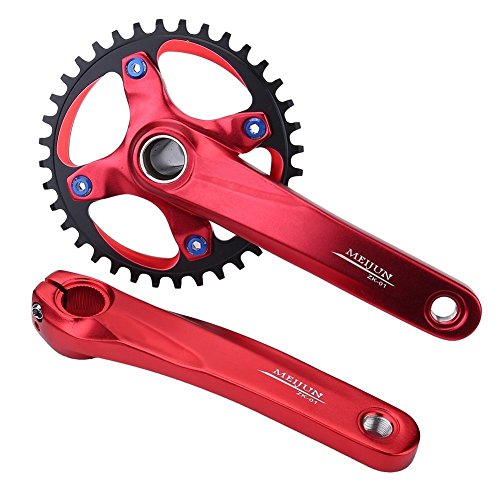 Bielas y Plato de Una Sola Velocidad de Bicicleta para Shimano Sram Sunrun ( Color : Rojo )