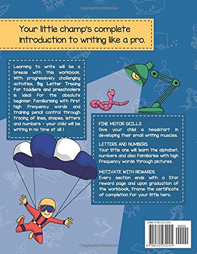 Big Letter Tracing for preschoolers and toddlers ages 2-4: ABC 123 to write workbook for Prekindergarten, preschool, homeschool. Develop pen control with line tracing!