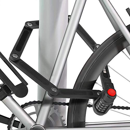 BIGLUFU Candado plegable para bicicleta Candado de bicicleta Antirrobo Plegable, 86 cm de Largo Cerradura de Bicicleta de Montaña Carreras 6 Articulaciones (Bloqueo con 4 llaves)