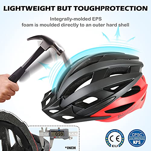 BiGosh Casco Bicicleta Adulto, Ajustable Casco Bicicleta con CE/EN 1708/CPSC Certificado Carretera Ultraligero Casco Ciclismo Montaña Casco con Visera y Candado de Bicicleta para Hombre Mujer 57-61CM