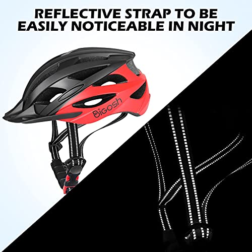 BiGosh Casco Bicicleta Adulto, Ajustable Casco Bicicleta con CE/EN 1708/CPSC Certificado Carretera Ultraligero Casco Ciclismo Montaña Casco con Visera y Candado de Bicicleta para Hombre Mujer 57-61CM