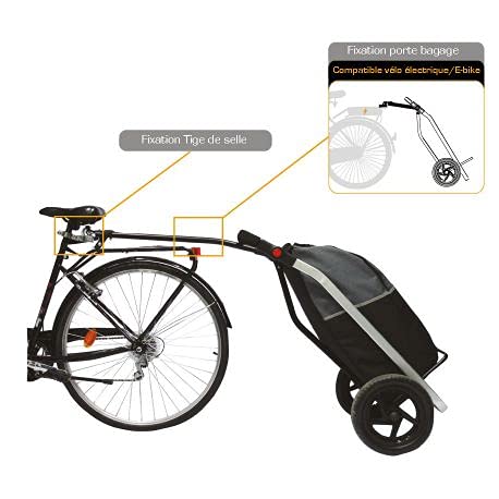 BIKE ORIGINAL Shopping Trailer - Carrito Unisex, Color Negro y Gris, Talla única