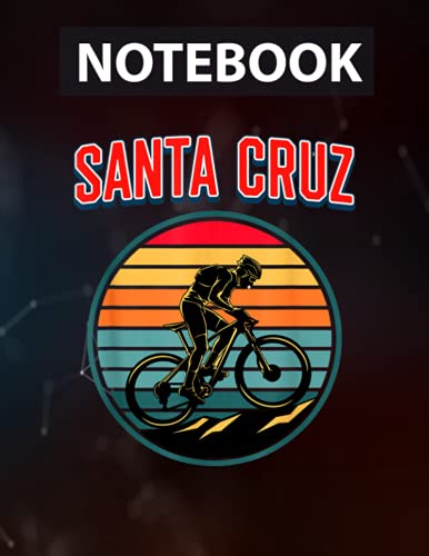 Bike Retro Vintage Santa Cruz Summer Bicycle Biking Large 8.5'x11'' / College Ruled / Notebook Gift for Birthday