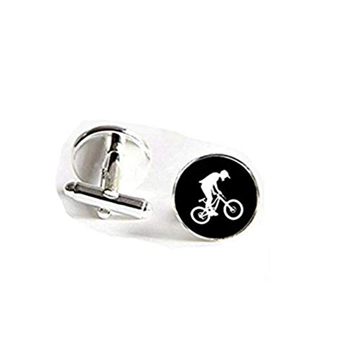 Biker Gemelos bicicleta Stunt Cuff Link para bicicleta plata negro ronda Gemelos