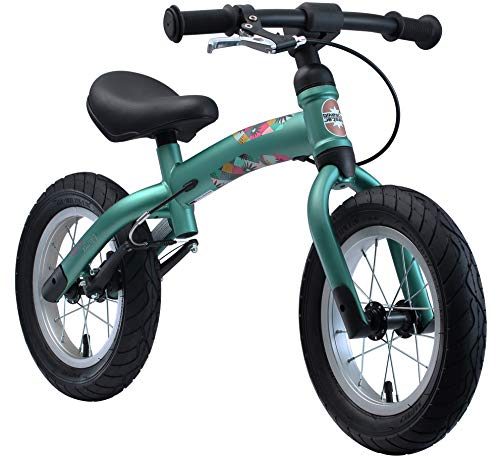 BIKESTAR 2-en-1 Bicicleta sin Pedales para niños y niñas 3-4 años | Bici con Ruedas de 12" Edición Sport | Verde