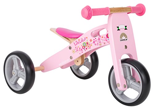 BIKESTAR 2 in 1 Bicicleta sin Pedales Madera para niños y niñas Bici Ajustable 7 Pulgadas | Bicicleta y Triciclo Mini a Partir de 1-1,5 años | 7" Edición Sport Rosa