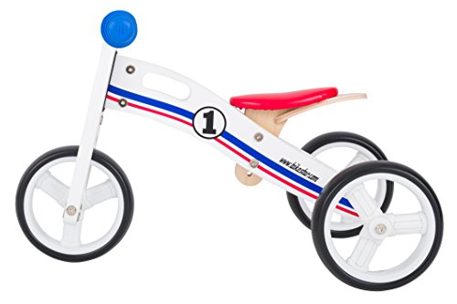 BIKESTAR 2 in 1 Bicicleta sin Pedales Madera para niños y niñas Bici Ajustable 7 Pulgadas | Bicicleta y Triciclo Mini a Partir de 1-1,5 años | 7" Edición Sport Blanco