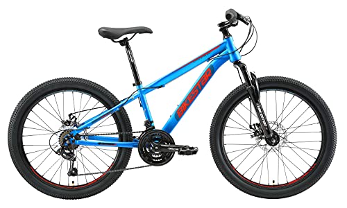 BIKESTAR Bicicleta de montaña Juvenil 24 Pulgadas de 8 años | Bici niños Cambio Shimano de 21 velocidades, Freno de Disco, Horquilla de suspensión | Azul