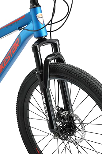 BIKESTAR Bicicleta de montaña Juvenil 24 Pulgadas de 8 años | Bici niños Cambio Shimano de 21 velocidades, Freno de Disco, Horquilla de suspensión | Azul