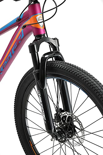 BIKESTAR Bicicleta de montaña Juvenil de Aluminio 24 Pulgadas de 10 a 13 años | Bici niños Cambio Shimano de 21 velocidades, Freno de Disco, Horquilla de suspensión | Berry
