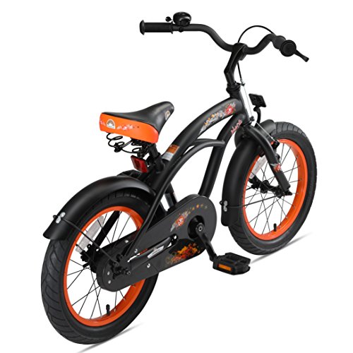 BIKESTAR Bicicleta Infantil para niños y niñas a Partir de 4 años | Bici 16 Pulgadas con Frenos | 16" Edición Cruiser Negro