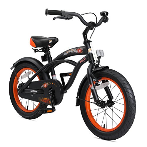 BIKESTAR Bicicleta Infantil para niños y niñas a Partir de 4 años | Bici 16 Pulgadas con Frenos | 16" Edición Cruiser Negro