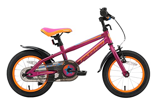 BIKESTAR Bicicleta Infantil para niños y niñas a Partir de 4 años | Bici de montaña 14 Pulgadas con Frenos | 14" Edición Mountainbike Berry Naranja