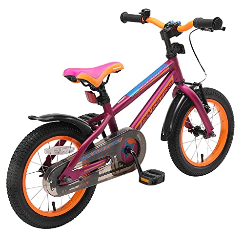 BIKESTAR Bicicleta Infantil para niños y niñas a Partir de 4 años | Bici de montaña 14 Pulgadas con Frenos | 14" Edición Mountainbike Berry Naranja