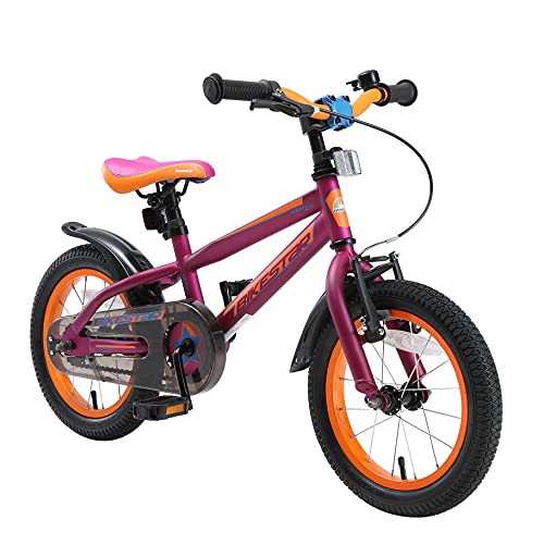BIKESTAR Bicicleta Infantil para niños y niñas a Partir de 4 años | Bici de montaña 14 Pulgadas con Frenos | 14" Edición Mountainbike Berry Naranja