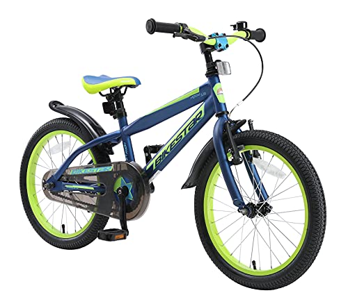 BIKESTAR Bicicleta Infantil para niños y niñas a Partir de 5 años | Bici de montaña 18 Pulgadas con Frenos | 18" Edición Mountainbike Azul Verde