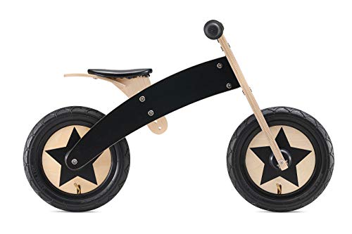 BIKESTAR Bicicleta sin Pedales para niños y niñas | Bici Madera 12 Pulgadas a Partir de 3-4 años | 12" Edición Marco Ajustable Negro