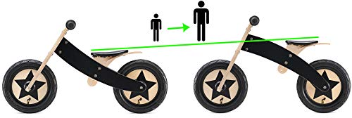 BIKESTAR Bicicleta sin Pedales para niños y niñas | Bici Madera 12 Pulgadas a Partir de 3-4 años | 12" Edición Marco Ajustable Negro