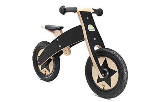 BIKESTAR Bicicleta sin Pedales para niños y niñas | Bici Madera 12 Pulgadas a Partir de 3-4 años | 12" Edición Marco Ajustable Negro