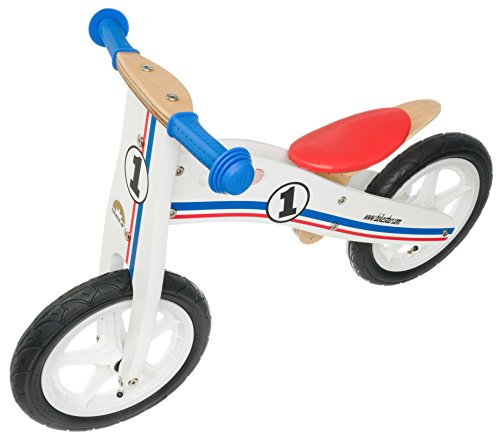 BIKESTAR Bicicleta sin Pedales para niños y niñas | Bici Madera 12 Pulgadas a Partir de 3-4 años | 12" Edición Sport Blanco, Azul, Rojo