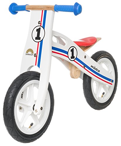 BIKESTAR Bicicleta sin Pedales para niños y niñas | Bici Madera 12 Pulgadas a Partir de 3-4 años | 12" Edición Sport Blanco, Azul, Rojo