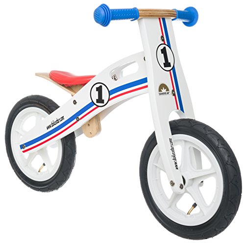 BIKESTAR Bicicleta sin Pedales para niños y niñas | Bici Madera 12 Pulgadas a Partir de 3-4 años | 12" Edición Sport Blanco, Azul, Rojo