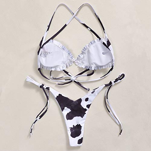 Bikini Traje baño Micro Bikini Set Mini Bikini Thong Swimsuits para Mujer Traje de baño Brasil Ropa SWMWEE Trajes de baño Impresión de Vaca Bikini Natación Bikini Trajes de baño Trajes de baño Trajes