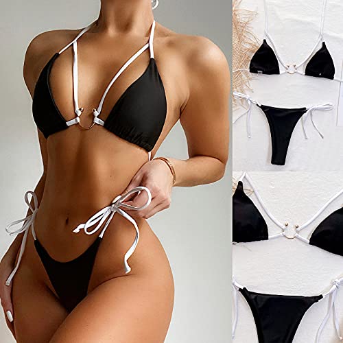 Bikinis mujer 2021 brasileños tanga sexy traje de baño dos piezas Conjuntos de Bikinis sexy Bañadores Ropa de baño micro mini bikinis push up tiro alto halter Cuello Vendaje prenda para la playa mujer