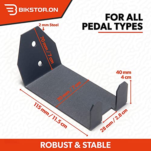 BIKSTOR.ON Soportes para Colgador Bicicleta Gancho Bicicleta Pared | Soporte Pared Pedal | 2x Soportes de Rueda | Cicis Eléctricas Bicicletas de Carretera BMX MTB