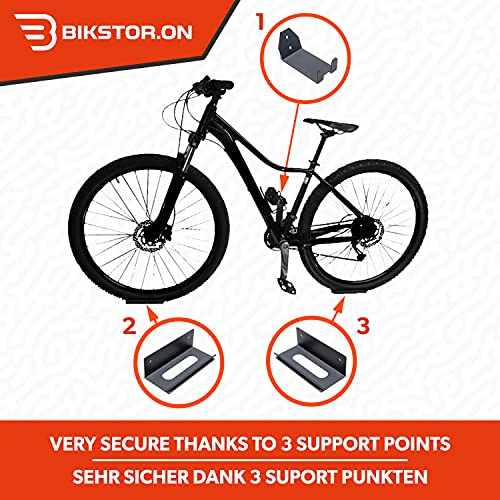 BIKSTOR.ON Soportes para Colgador Bicicleta Gancho Bicicleta Pared | Soporte Pared Pedal | 2x Soportes de Rueda | Cicis Eléctricas Bicicletas de Carretera BMX MTB