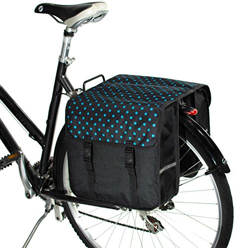 BikyBag Clásica - Doble Alforjas para Bicicletas (Lunares Azules)