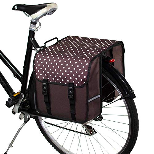 BikyBag Clásica - Doble Alforjas para Bicicletas (Lunares en marrón)