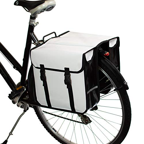 BikyBag - Doble Alforjas para Bicicletas Impermeables (Blancas)