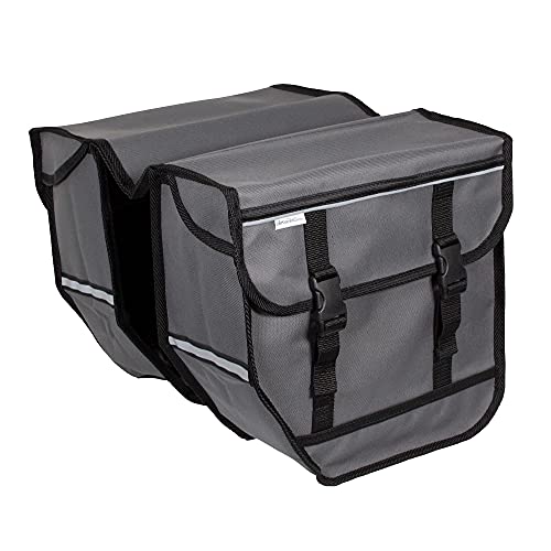 BikyBag Model M - Alforjas dobles para bicicleta - Bolsa para bicicleta para rack trasero (gris)