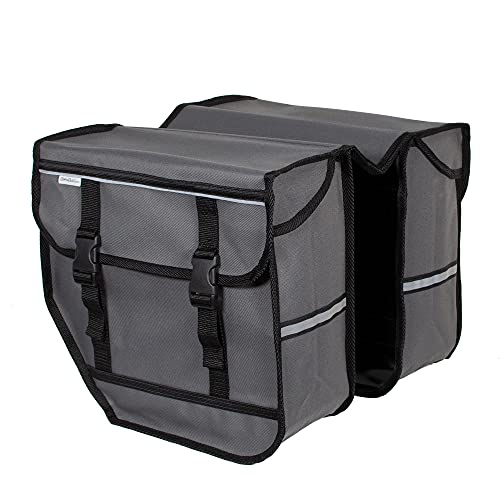 BikyBag Model M - Alforjas dobles para bicicleta - Bolsa para bicicleta para rack trasero (gris)