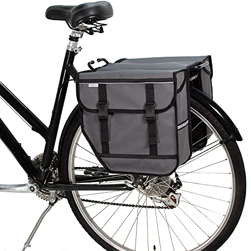 BikyBag Model M - Alforjas dobles para bicicleta - Bolsa para bicicleta para rack trasero (gris)