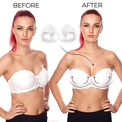 Bilbette Rellenos de Sujetador De Silicona para Pecho pequeñas, Almohadillas Push Up Impermeables para Bikini y Bañador, 1 Talla de Aumento de Pecho, Accesorios de Sujetador Color Transparente, 130 g