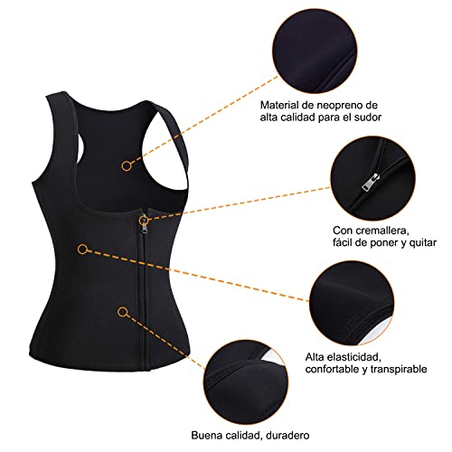 Bingrong Chaleco Neopreno Sauna Mujer Fajas Reductoras Mujer Compresion Sudoración para Deporte Fitness