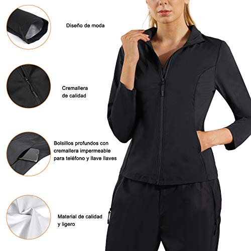 Bingrong Cortavientos Mujer Running Transpirable Chaqueta Deportiva Mujer Abrigos Impermeable Running Traje Sudoracion para Fitness