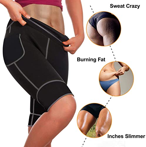 Bingrong Pantalones para Adelgazar Mujer Pantalón de Sudoración Adelgazar Pantalones Cortos de Neopreno térmicos para Ejercicio para Pérdida de Peso Deportivo (Negro, Large)