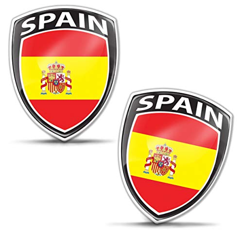 Biomar Labs® 2 x 3D Gel Pegatinas Siliconas Adhesivos Emblema Auto Coche Moto Bici Ordenador Bandera Nacional de España Española Spain F 153