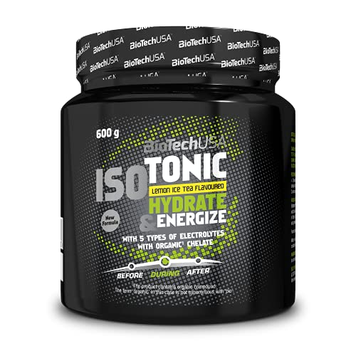 BioTechUSA IsoTonic, bebida en polvo que contiene 3 hidratos de carbono, con vitaminas y minerales añadidos, 600 g, Té helado de limón