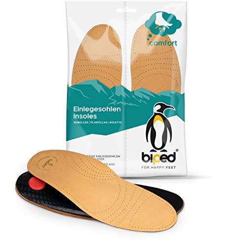 biped plantilla Premium Soft extrasuave, cuero de curtido vegetal y carbón activo, con botón Apoyo metatarsal, almohadilla para el talón z1719(42)