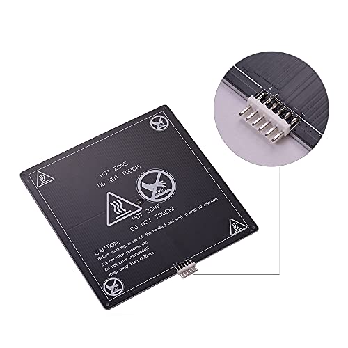 Bisofice Impresora 3D Placa base de cama caliente Plataforma calefactora Placa calefactora de aluminio Tamaño 220*220*3mm con cable Cable de cama caliente para impresora 3D Anet A8 A6 A2 P802M,12V